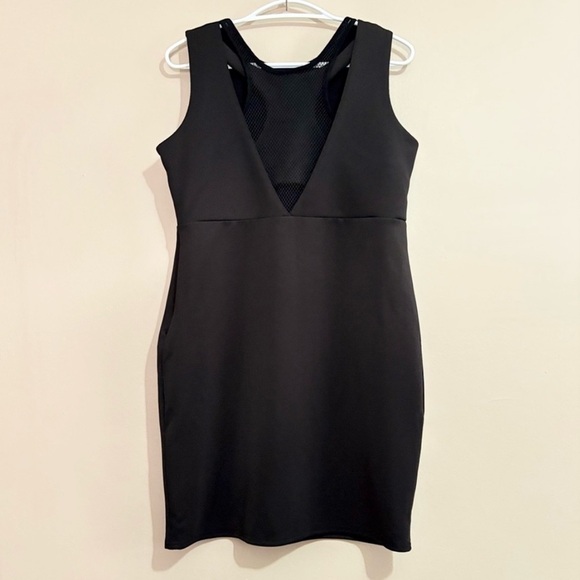 4/$10🎄 Kersh Black Tailored Sheath Mini Cocktail Dress Mesh Racer Back LBD - Picture 8 of 16